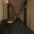 Modern Hotel Lobby Interior Design With Front Desk Decorative Wall And Green Plants