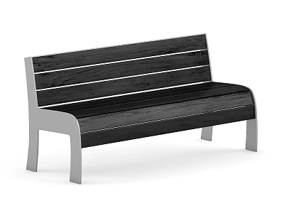 Modern Outdoor Bench With Wooden Slats And Metal Legs Design 3d model