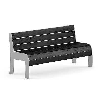 Modern Outdoor Bench With Wooden Slats And Metal Legs Design 3d model