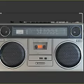 Retro Electronic Radio Cassette Player With Dual Speakers And Control Knobs