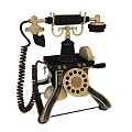 Vintage Rotary Dial Telephone Classic Communication Device With Coiled Cord And Metal Base