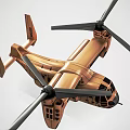 Tan And Gray Twin Rotor Military Transport Helicopter With Large Rotors