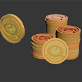 Household Gold Coins With Euro Symbol Stacked And Single On Black