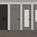 Modern Interior Doors With Various Designs Grey Color Glass And Solid Panels 3d model