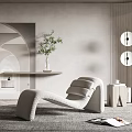 Modern Interior With Comfortable Chaise Lounge Gray Carpet Floor Lamp And Side Table
