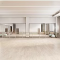 Spacious Fitness Dance Studio With Wooden Floor Mirrors Barres And Natural Light