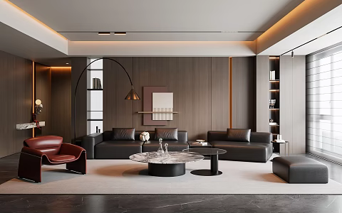 Modern Italian Living Room Sofa Coffee Table Leisure Sofa Picture Floor Lamp 3d model