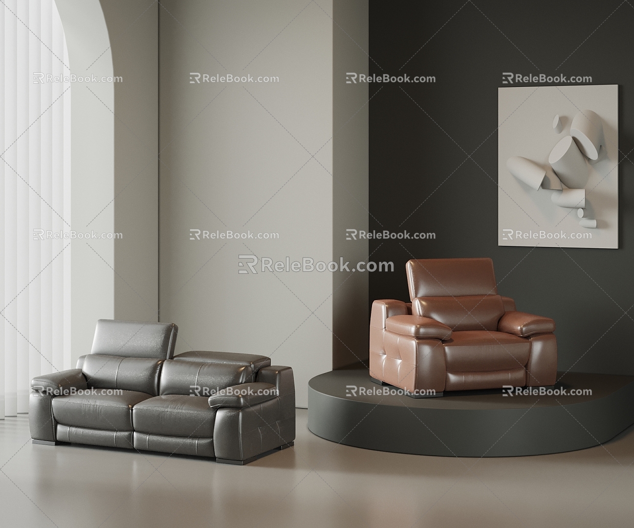 Modern double sofa 3d model