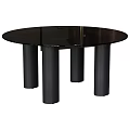 Round Black Dining Table With Four Cylindrical Legs And Modern Design 3d model