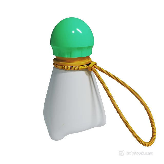 Portable Small Container With Green Cap White Body Yellow String And Lightweight Design 3d model 