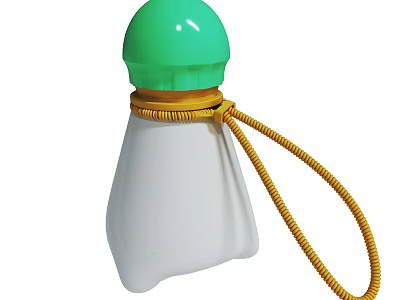 Portable Small Container With Green Cap White Body Yellow String And Lightweight Design 3d model
