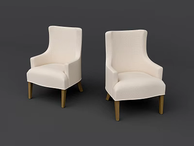 Comfortable Modern Upholstered Dining Chairs with Armrests and Wooden Legs Design 3d model