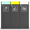 Public Facility Three Compartment Trash Bins With Recycling Symbols For Public Areas