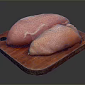 Fresh Raw Chicken Breast Fillets Placed On Wooden Cutting Board For Cooking