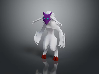Game Movie Character With Purple Head Blue Eyes White Body Long Arms And Red Feet 3d model
