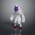 Game Movie Character With Purple Head Blue Eyes White Body Long Arms And Red Feet