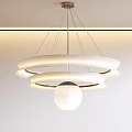 Elegant Modern Circular Layered White Chandelier With Soft Illuminated Glow