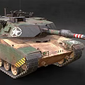 Modern Military Tank With Green Camouflage Star Insignia Long Cannon Barrel And Tracks