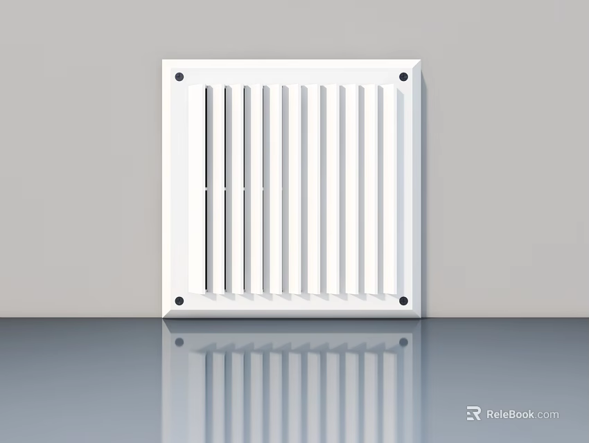 White Flush Door With Vertical Slats Square Design For Home Interior 3d model