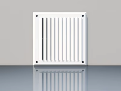 White Flush Door With Vertical Slats Square Design For Home Interior 3d model