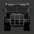 Police Transport Utility Vehicle Front View With Emergency Lights And Badge