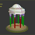 Detailed White Octagonal Pavilion Structure With Columns And Stepped Yellow Base 3d model