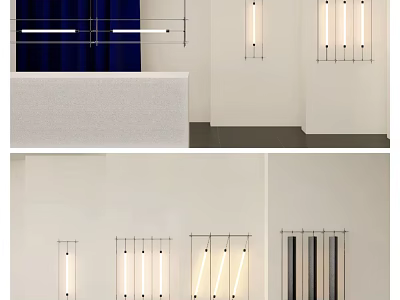 Modern Interior Lighting Combination With Sleek Metal Frames And LED Tube Fixtures 3d model