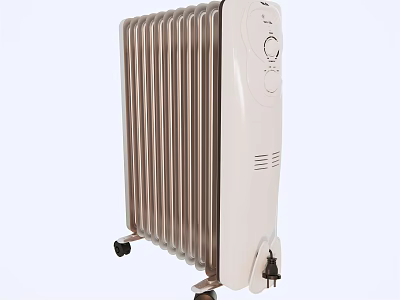 Portable Electric Radiator Heater With Adjustable Control Knobs Fins And Wheels 3d model