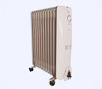 Portable Electric Radiator Heater With Adjustable Control Knobs Fins And Wheels 3d model