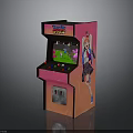 Pink And Orange Arcade Machine With Super Star Logo Game Screen And Cartoon Girl