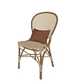 Rattan Woven Leisure Chair with Brown Cushion Natural Style Comfortable Seating Furniture