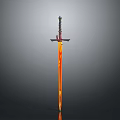 Flaming Decorative Sword With Orange Yellow Blade And Black Red Hilt