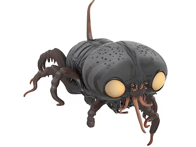 Black Fictional Creature With Large Yellow Eyes And Multiple Legs 3d model