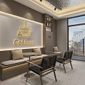 Modern Café Interior Design With Open Counter Wooden Walls And Comfortable Seating