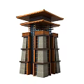 Traditional And Modern Tower Architectural Designs With Pagoda Roofs And Stone Structures
