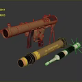 Military Grade Brown Rocket Launcher With Stand And High Explosive Missile