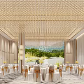 Luxurious Banquet Hall Interior With Crystal Chandeliers And Dining Table Chair Arrangements