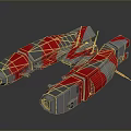 Red And Silver Sci Fi Spaceship Models With Geometric Design And Reflective Surfaces