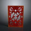 Red Wooden Carved Decorative Panel With Intricate Floral Patterns For Home Decor