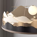 Elegant Modern Chandelier Design With Golden Wave Shaped Layers And Black Accents For Interior Decor