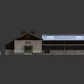 Traditional Wooden House Exterior With Gray Tile Roof And Attached Wing Structure