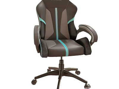 Ergonomic Gaming Chair With Teal Accents Adjustable Armrests And Swivel Base 3d model