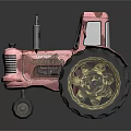 Vintage Pink SONNER Tractor Model Featuring Golden Wheels And Decorative Details