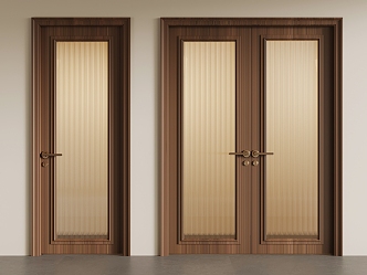 Middle ancient style double door single door swing door 3d model