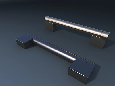 Modern Metal Cabinet Handles With Shiny Surface And Rectangular Base Design 3d model
