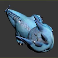 Cute Blue Dragon Character With Spiked Head Purple Belly Finned Tail And Large Round Eyes