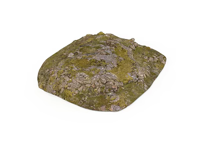 Rustic Natural Stone Slab With Moss Covered Surface And Textured Detail For Garden Decor 3d model