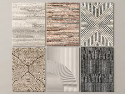 Square Rugs Collection With Various Textured Patterns And Modern Designs For Home Decor 3d model