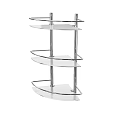 Contemporary Silver Metal Washstand Storage Shelf With Curved Shelves And Cylindrical Poles
