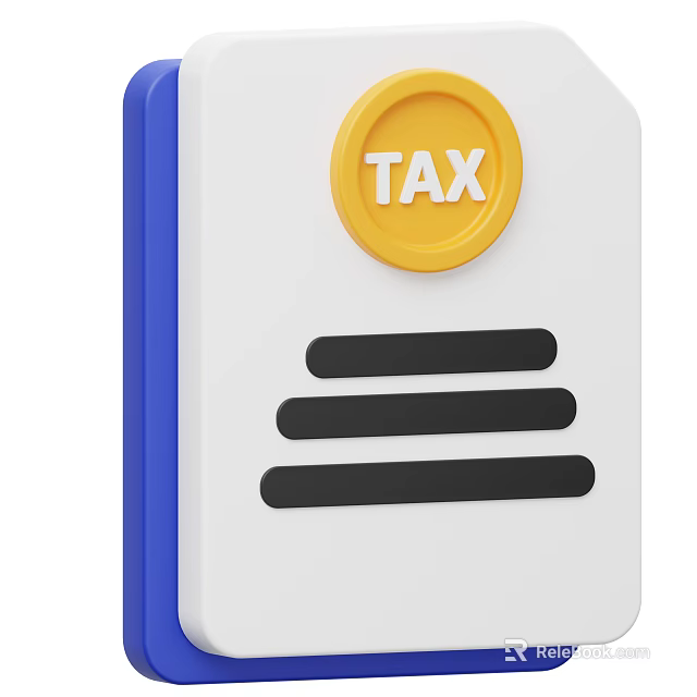 Tax Form Design With Yellow TAX Badge Blue Border White Background And Black Lines 3d model 